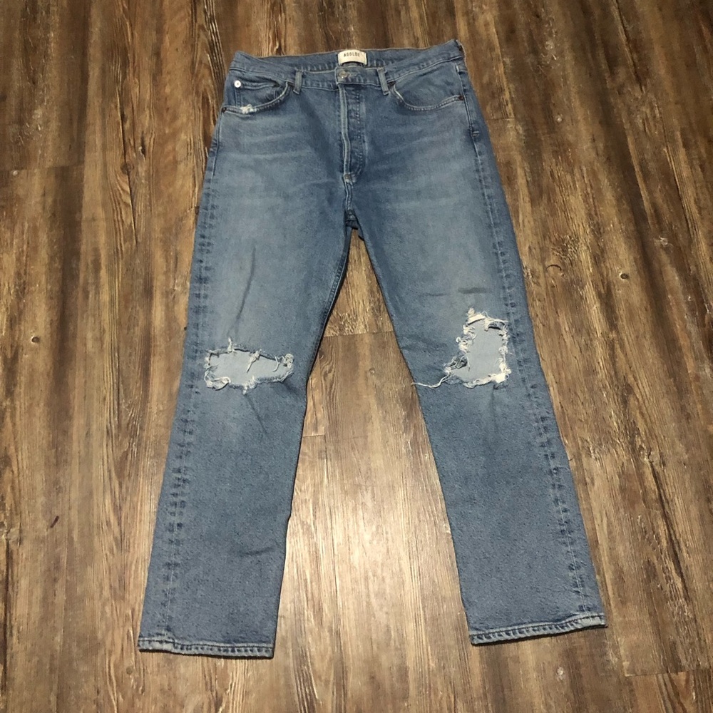 Agolde Blue Straight Leg Jeans